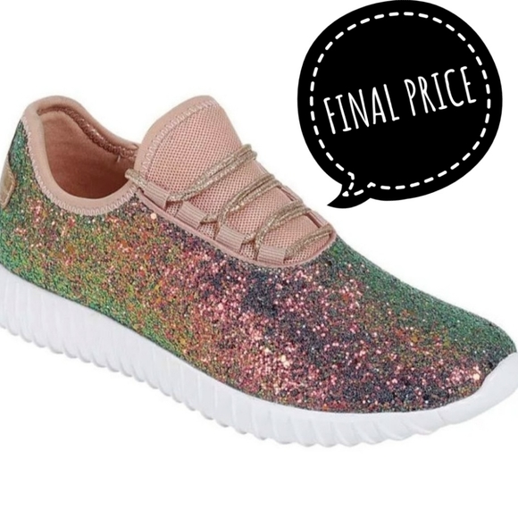 NEW RAINBOW GLITTER SEQUINS SHOES SNEAKERS - Picture 1 of 7